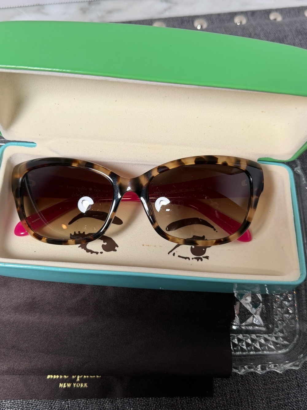 Kate Spade Johanna/S Tortoise Pink Cat Eye Sunglasses with Case - Flawless!